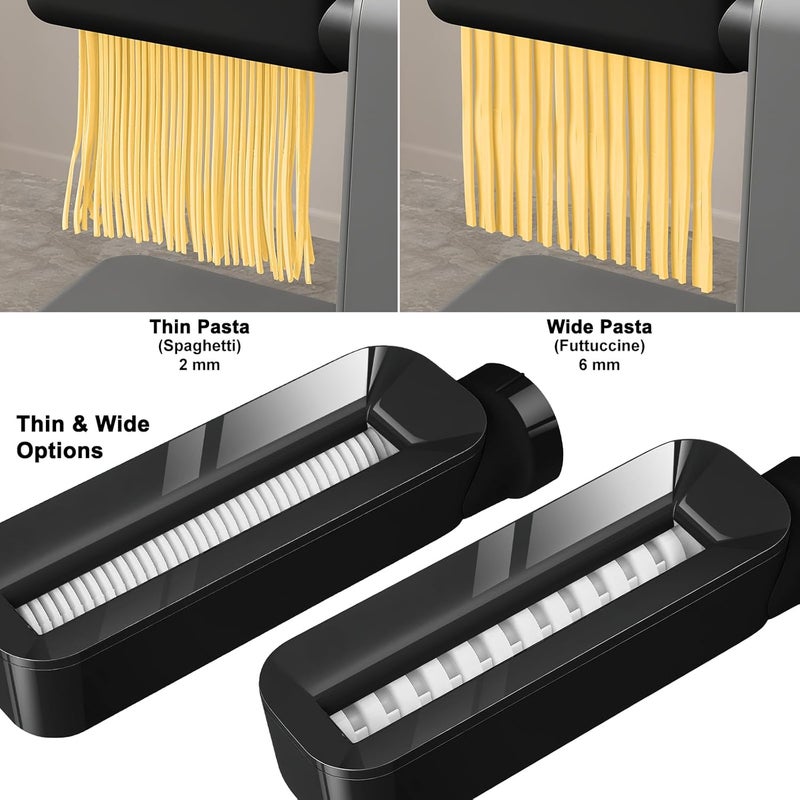 GEFT Electric Pasta Maker, 3-in-1 Pasta Maker Machine Includes Pasta Roller Spaghetti Cutter & Fettuccine Cutter with Cleaning Brush, Noodle Maker for Home Use, Gray - Image 3